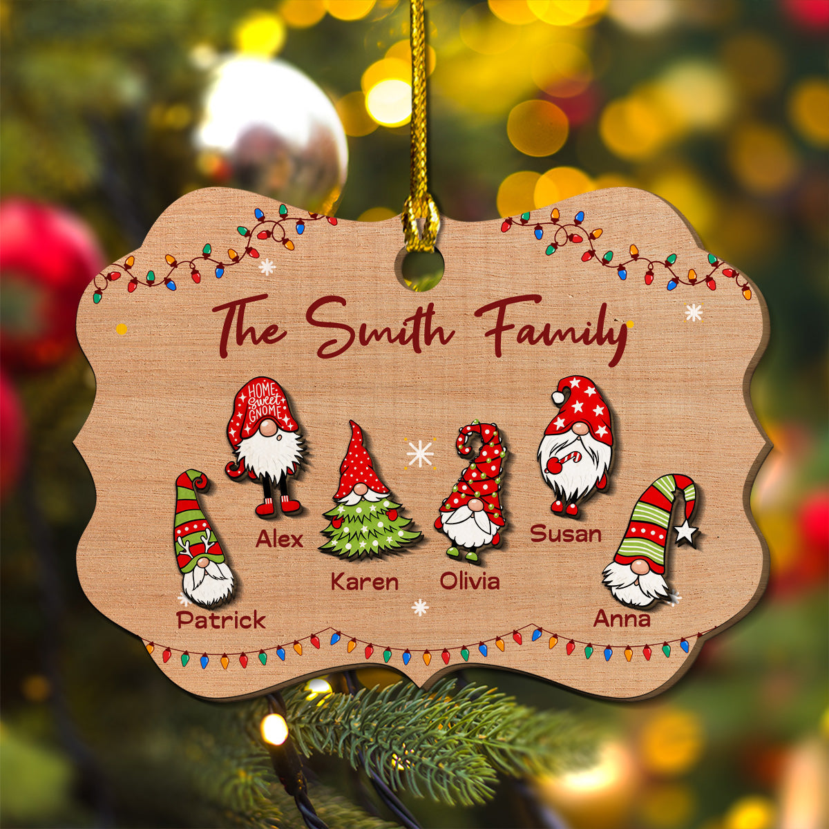 Custom Family Ornament, Christmas Gift for Family Members •  Family Joy - Personalized Wood Ornament