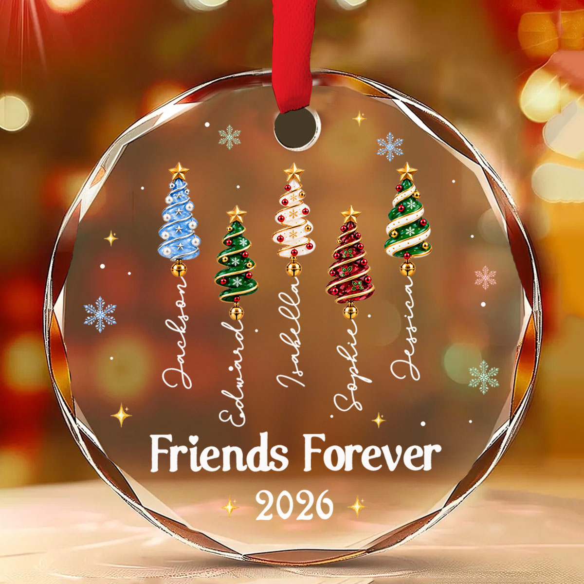 Custom Sister Christmas Ornament •  Best Sisters Forever - Personalized Glass Ornament