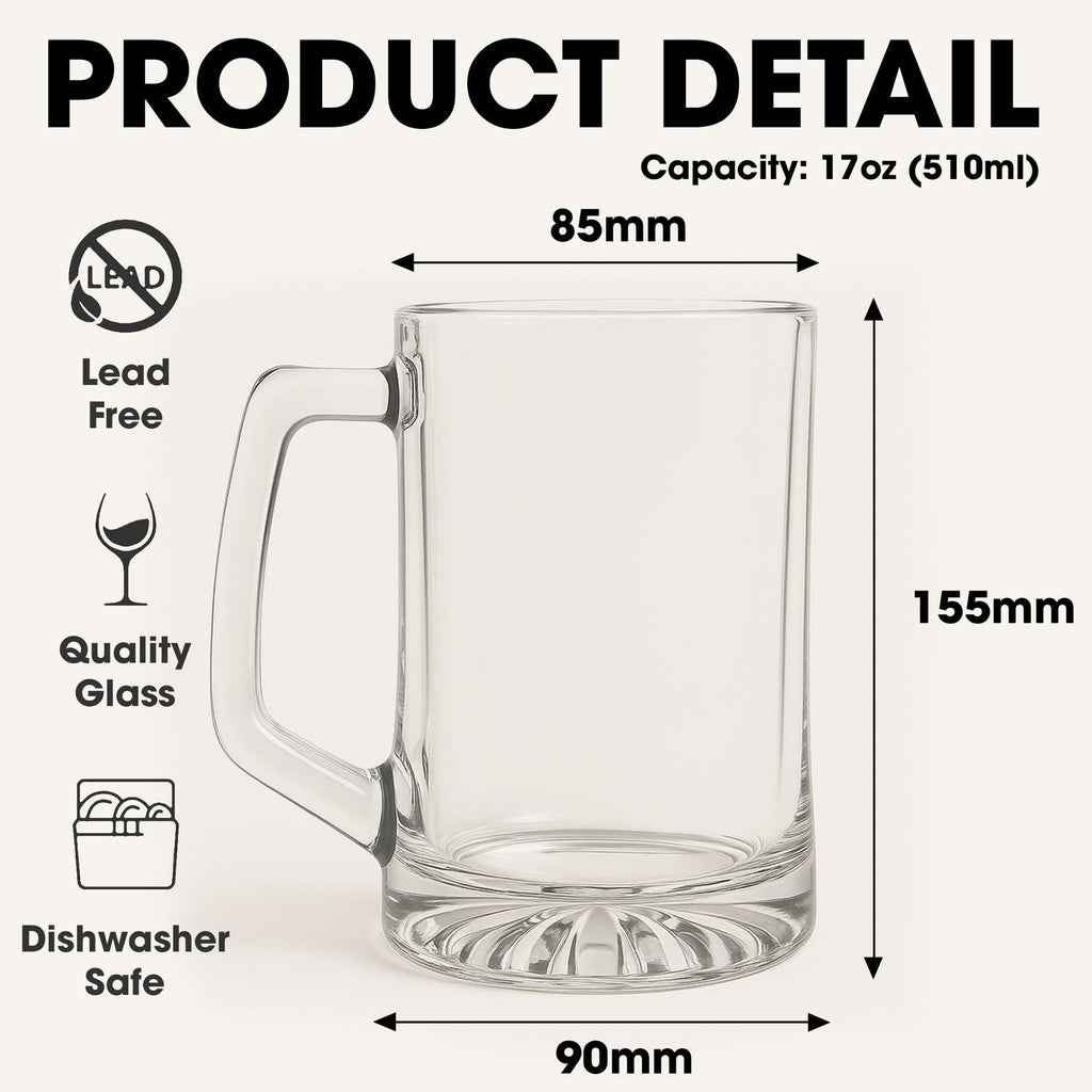 Double Dose If Needed - Personalized Beer Glass With Handle
