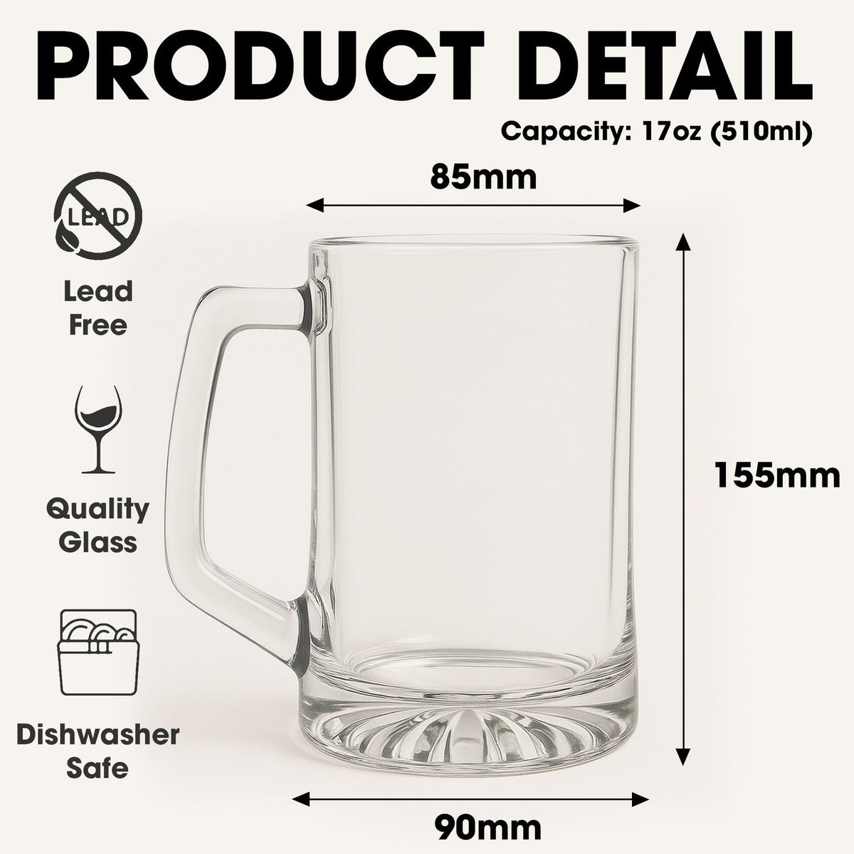 Double Dose If Needed - Personalized Beer Glass With Handle