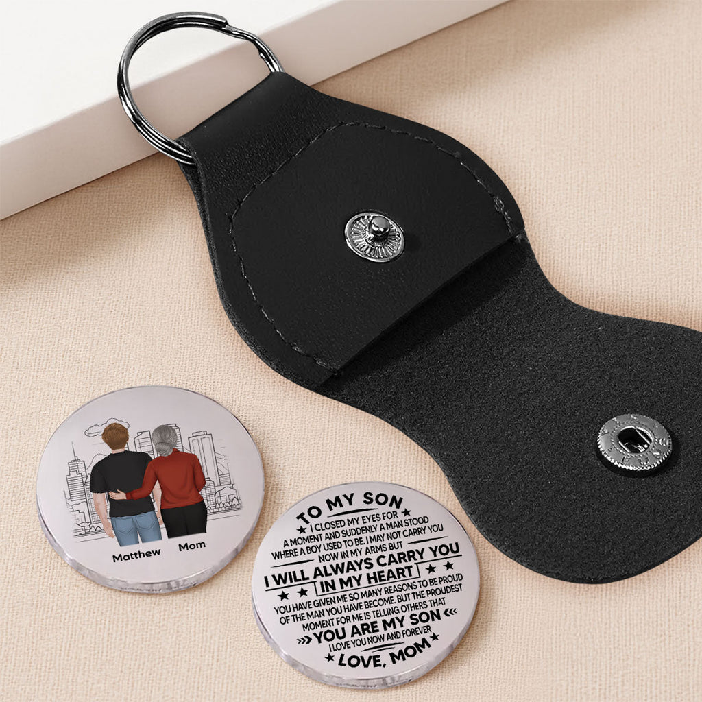 Custom Coin Keychain, Mother's Father's Day Birthday Gift Keepsake • I Will Always Carry You - Personalized Pocket Hug