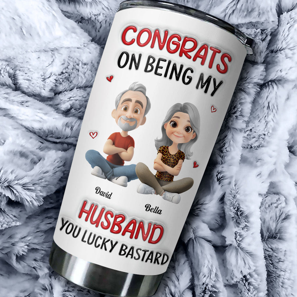 Custom Christmas Anniversary Gifts For Husband • Congrats My Husband - Personalized 3D Inflated Effect Tumbler