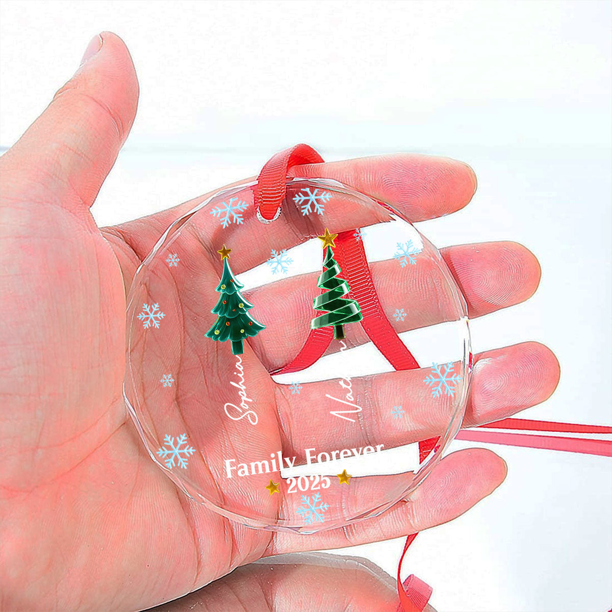 Custom Friendship Christmas Ornament, Best Friend Gift •  Frosty Friendship - Personalized Glass Ornament