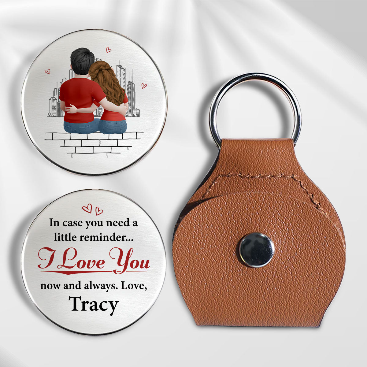 Custom Coin Keychain for Husband, Couple Anniversary Valentine's Day Gifts • Your Little Reminder - Personalized Pocket Hug