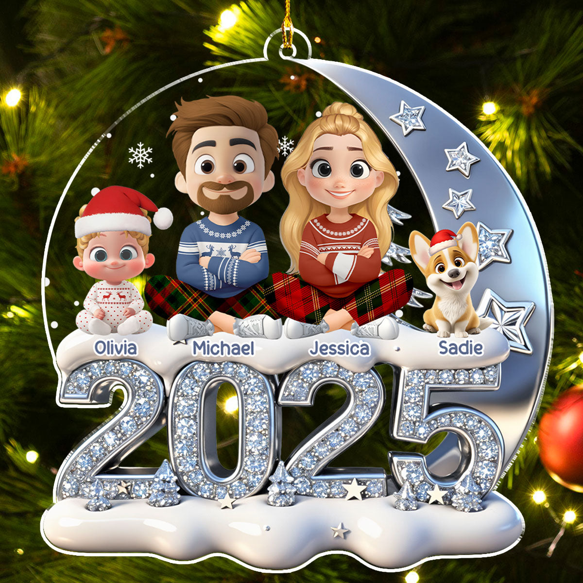 Custom Family Ornament, Christmas Gift for Family Members •  Beside You - Personalized 3D Effect Acrylic Ornament