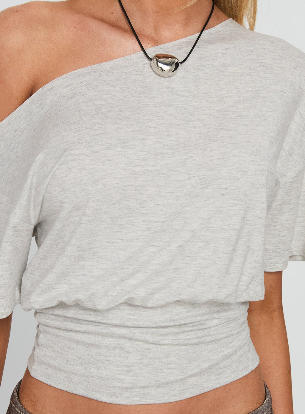 Ashlinn Off Shoulder Drapey Top Grey