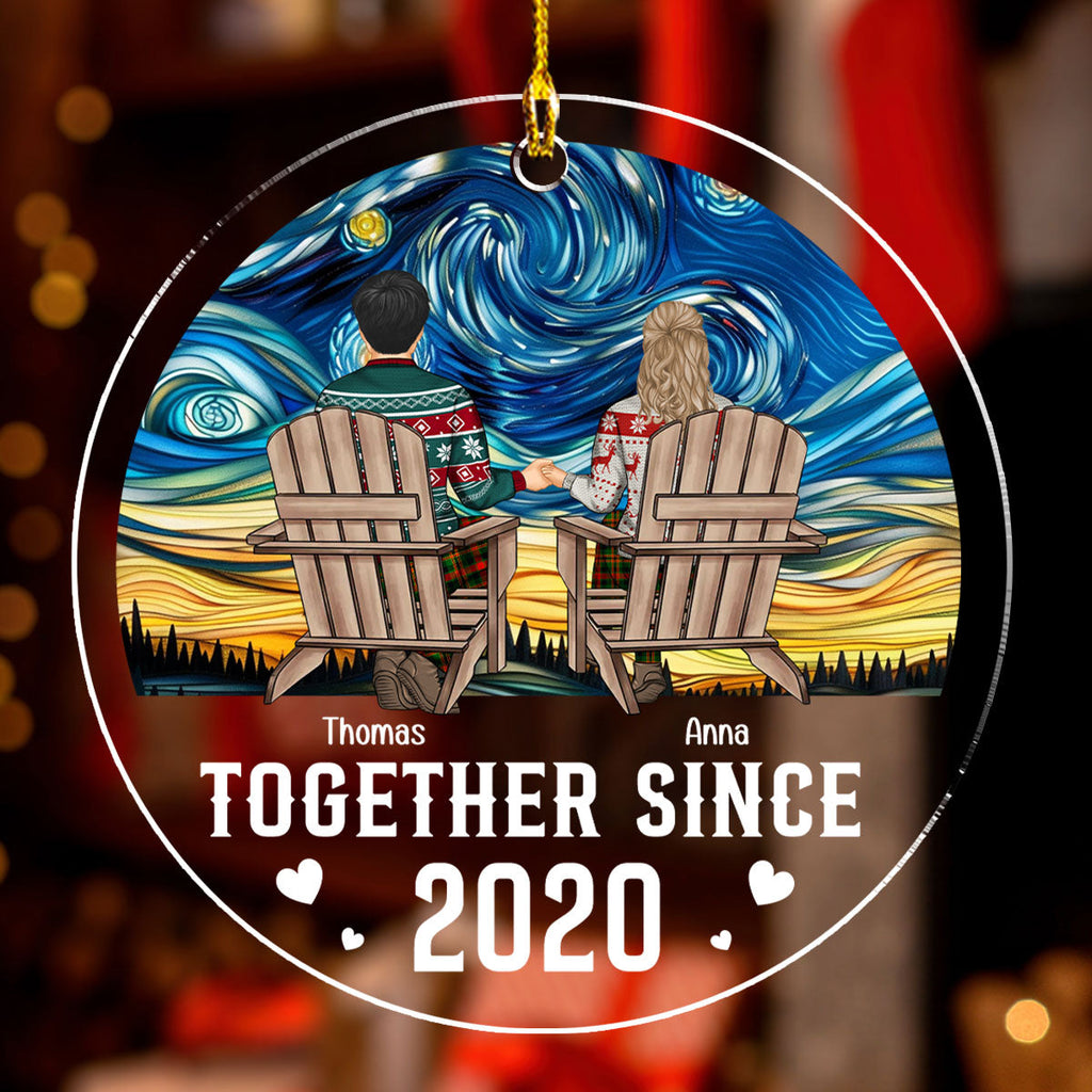 Custom Couple Christmas Ornament, Anniversary Gift •  First Kiss Last Breath - Personalized Acrylic Ornament