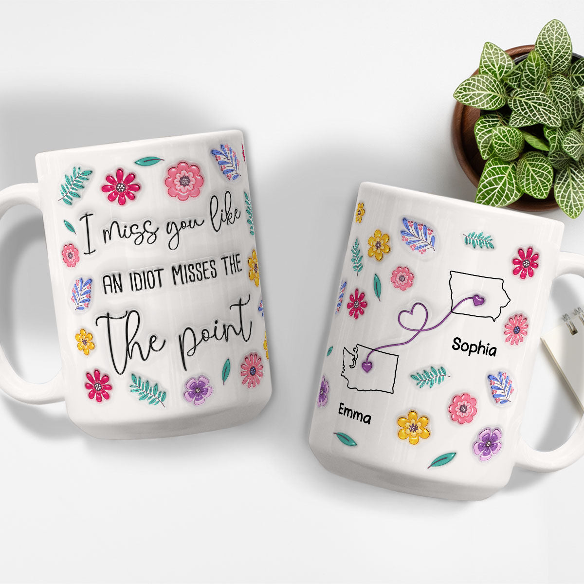 Custom Best Friend, Christmas & Birthday Friendship Keepsake Gift • Miss You - Personalized 3D Inflated Effect Mug