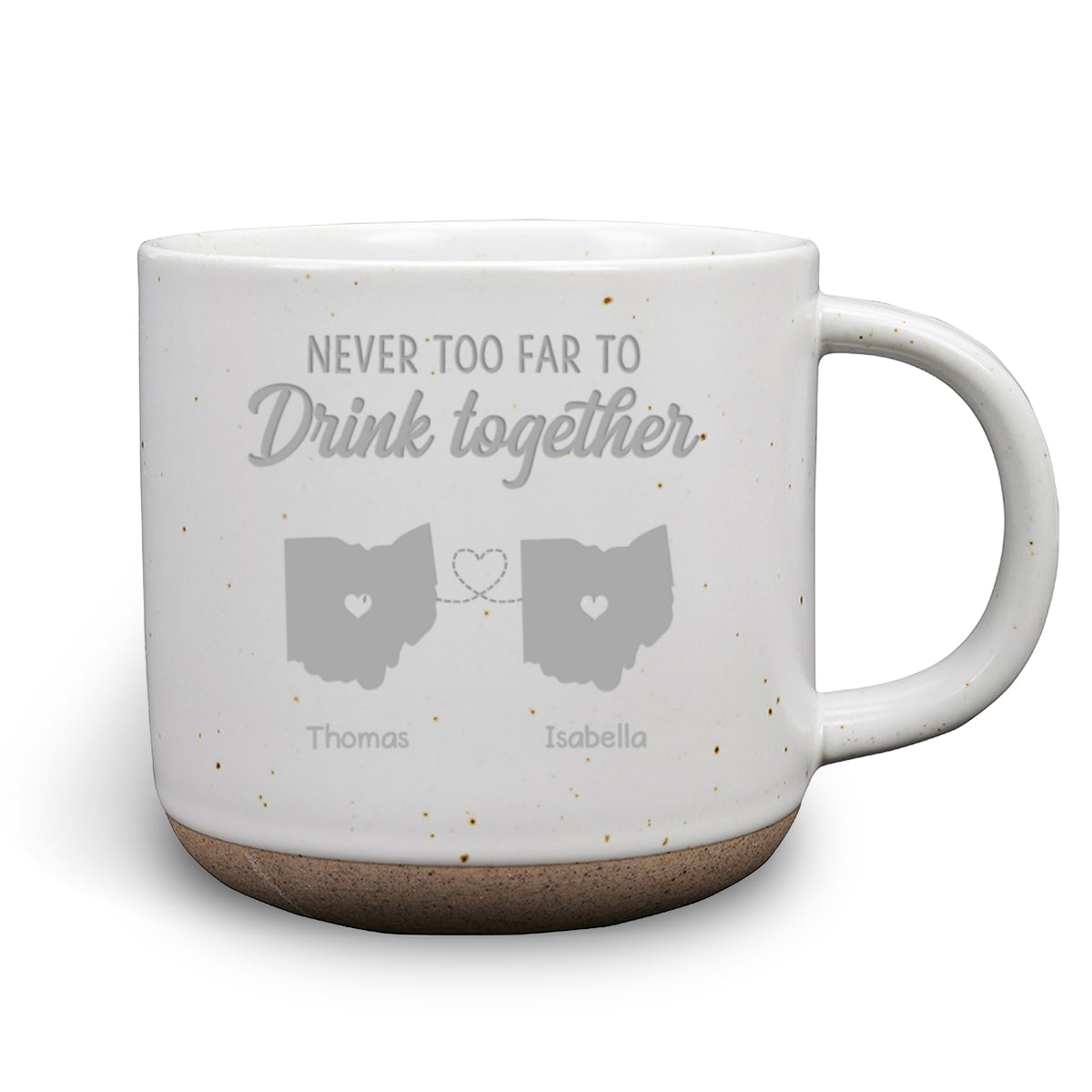 Custom Best Friend, Christmas & Birthday Friendship Keepsake Gift • Never Too Far To Drink Together- Personalized Pottery Mug