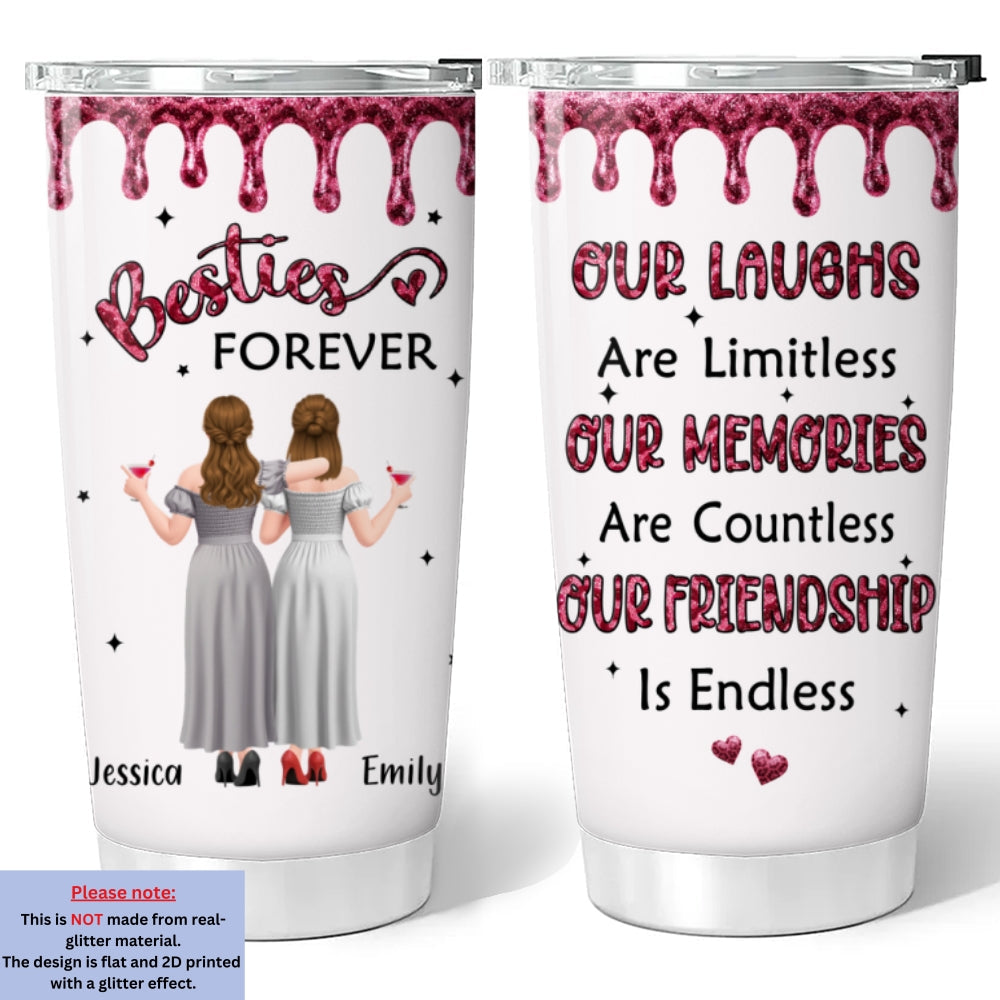 Custom Christmas Birthday Gifts For Best Friend • Besties Our friendship Is Endless - Personalized Tumbler