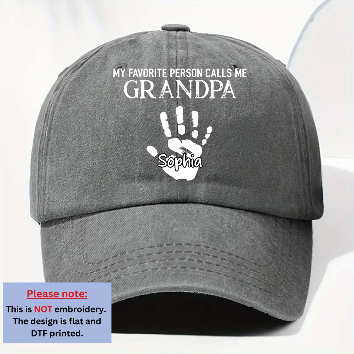 My Fav People Call Me Grandpa - Personalized Vintage Washed Denim Cap