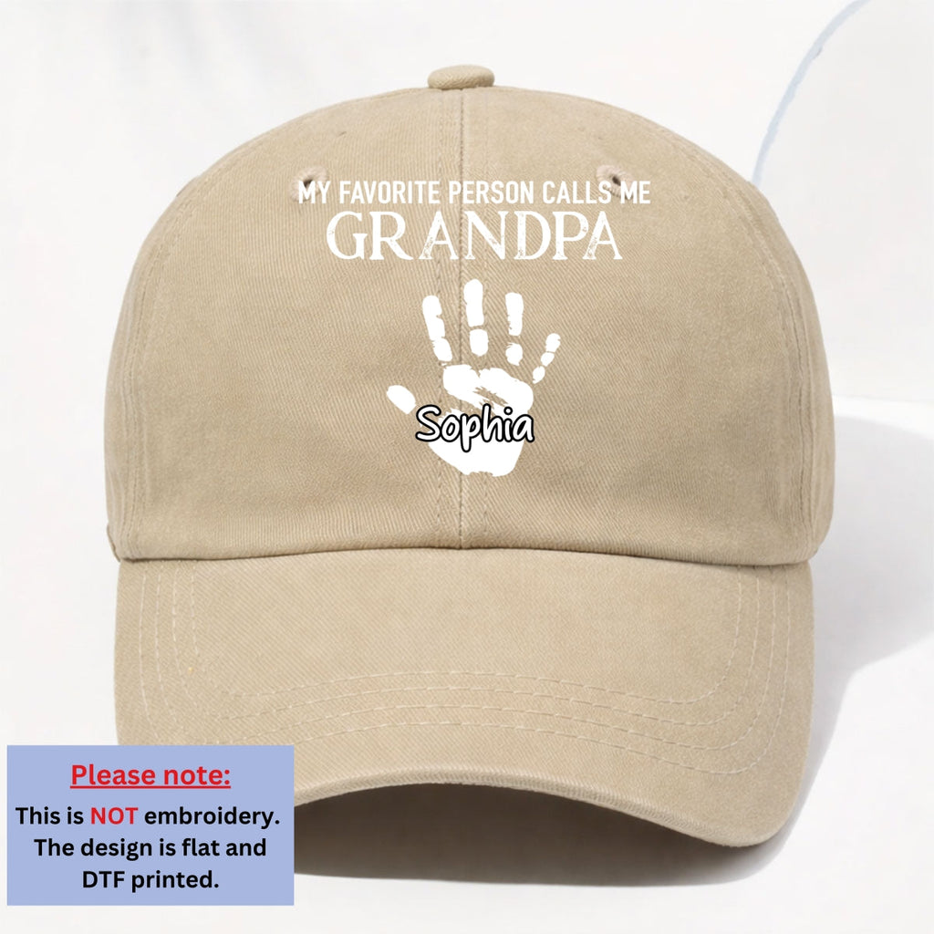 My Fav People Call Me Grandpa - Personalized Vintage Washed Denim Cap