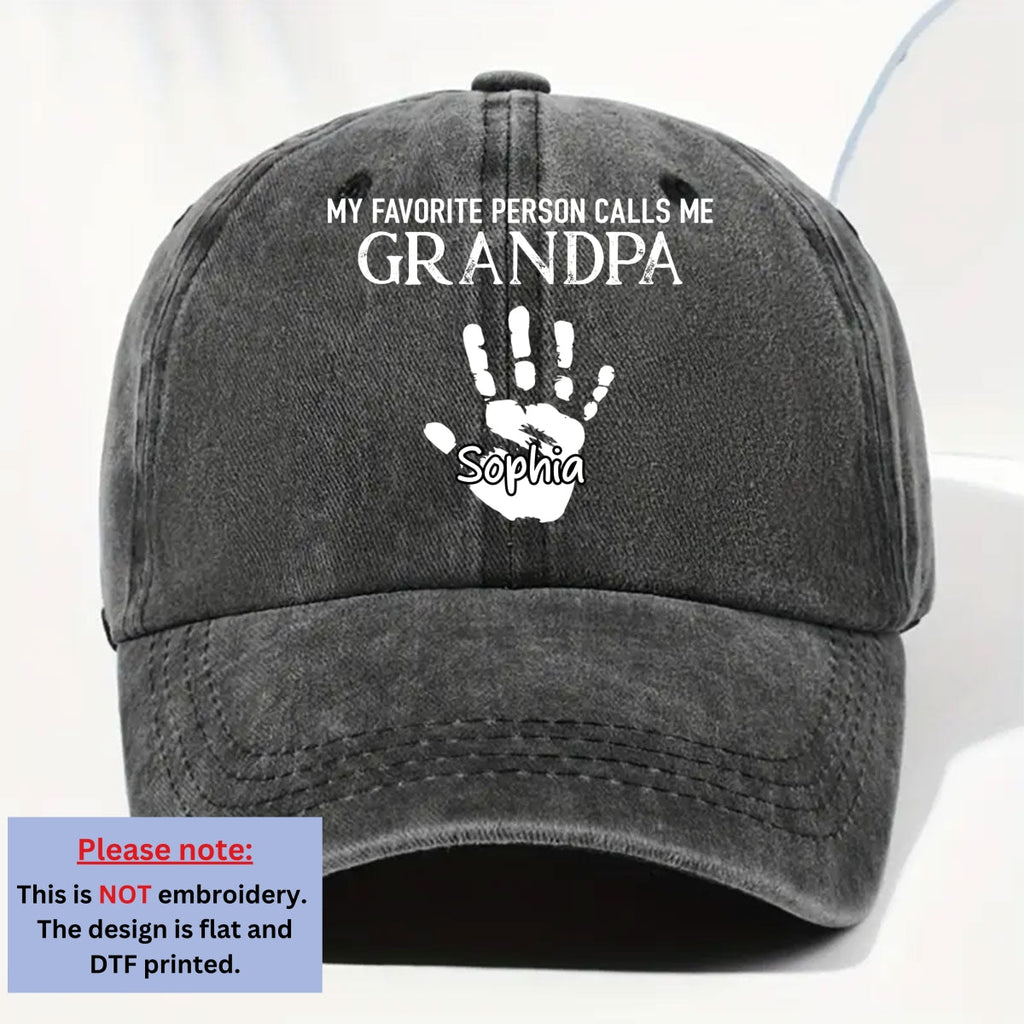 My Fav People Call Me Grandpa - Personalized Vintage Washed Denim Cap