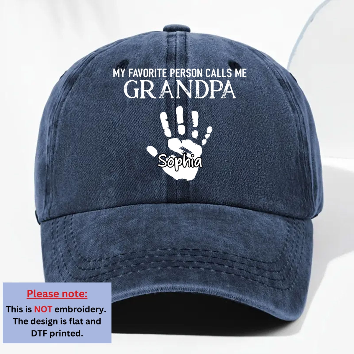 My Fav People Call Me Grandpa - Personalized Vintage Washed Denim Cap