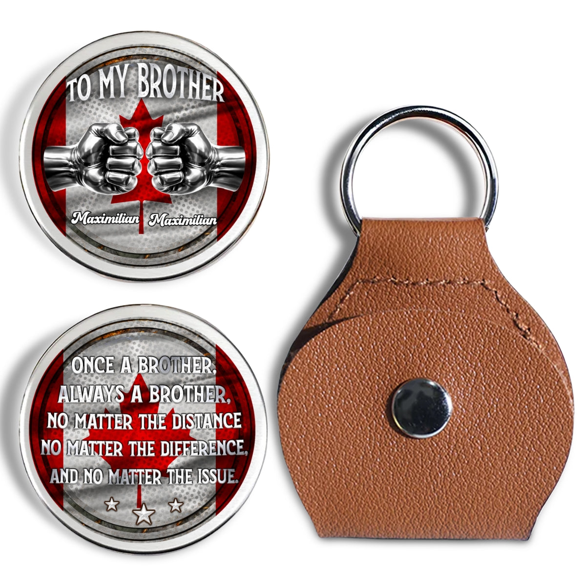 Custom Patriotic Coin Keychain for Brother, America 250th Anniversary • Always My Brother - Personalized Pocket Hug