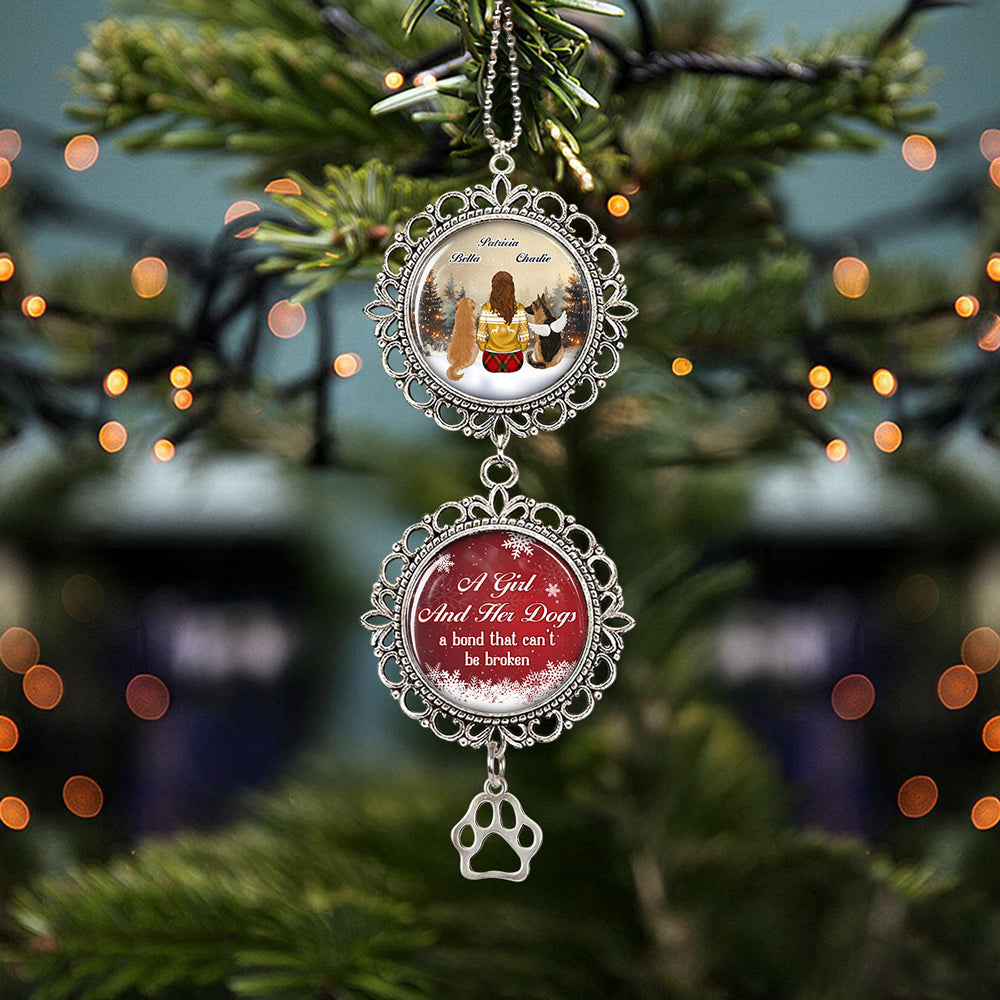 Custom Memorial Christmas Ornament, Sympathy Keepsake •  A Girl And Her Dog - Personalized Charming Ornament