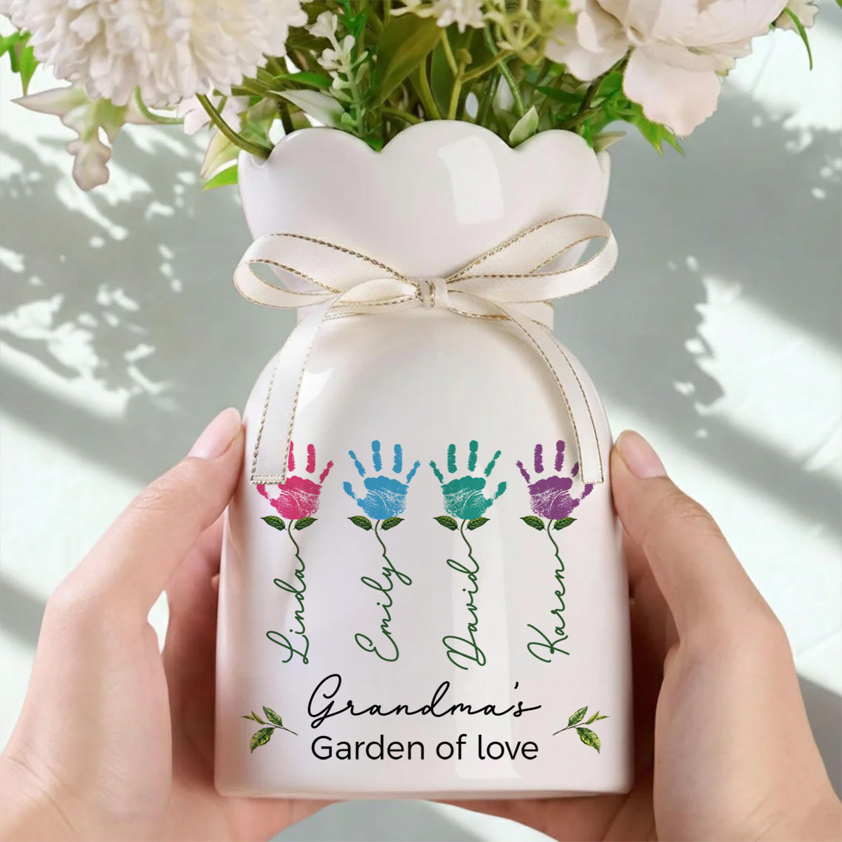 Garden Of Love - Personalized Ribbon Tie Flower Vase
