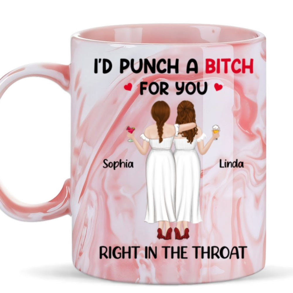 Custom Best Friend, Christmas & Birthday Friendship Keepsake Gift • Right In The Throat - Personalized Pink Marble Mug