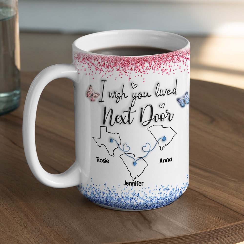 Custom Best Friend, Christmas & Birthday Friendship Keepsake Gift • I Wish We Lived Closer Proud American Version - Personalized 3D Inflated Effect Mug