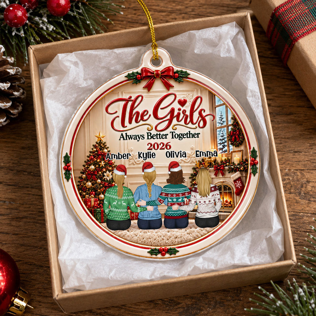 Custom Sister Christmas Ornament •  Gathered in Plaid - Personalized Acrylic Ornament