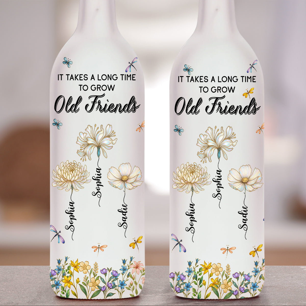 Grow An Old Friend Mother Of Pearl - Personalized Bottle Lamp