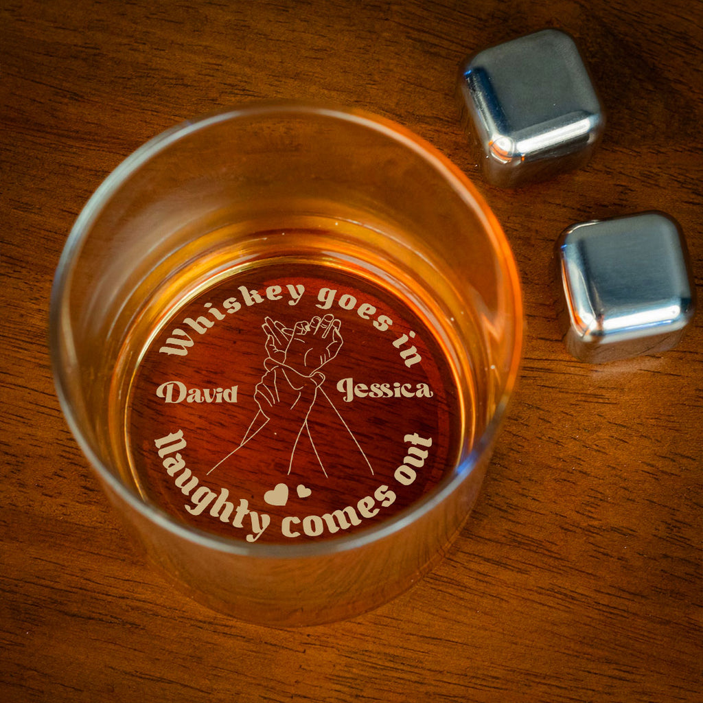 Custom Christmas Anniversary Birthday Drinkware Gifts for Husband • Together We Sip And Sin - Personalized Engraved Whiskey Glass