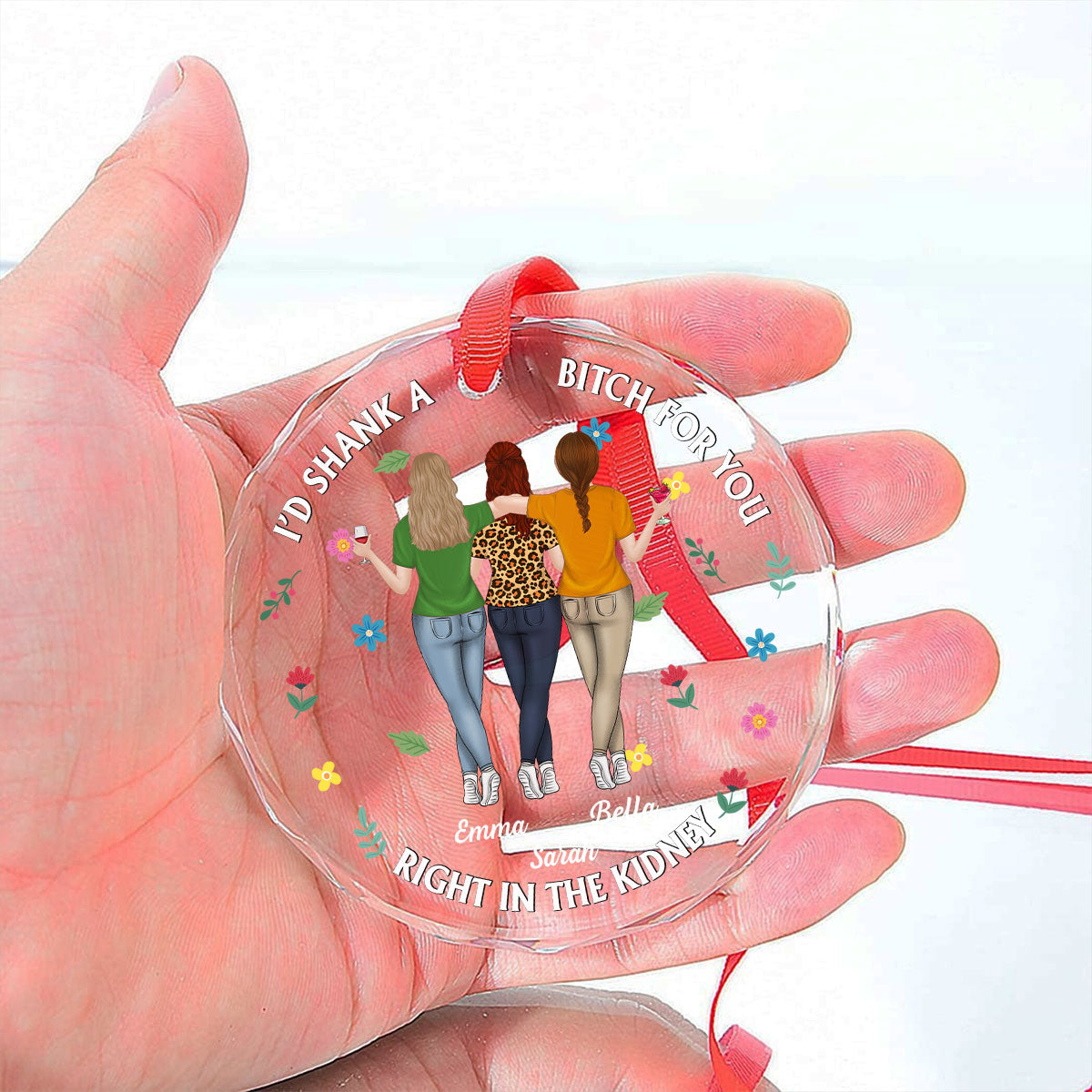 Custom Friendship Christmas Ornament, Best Friend Gift •  My Favorite Besties - Personalized Glass Ornament