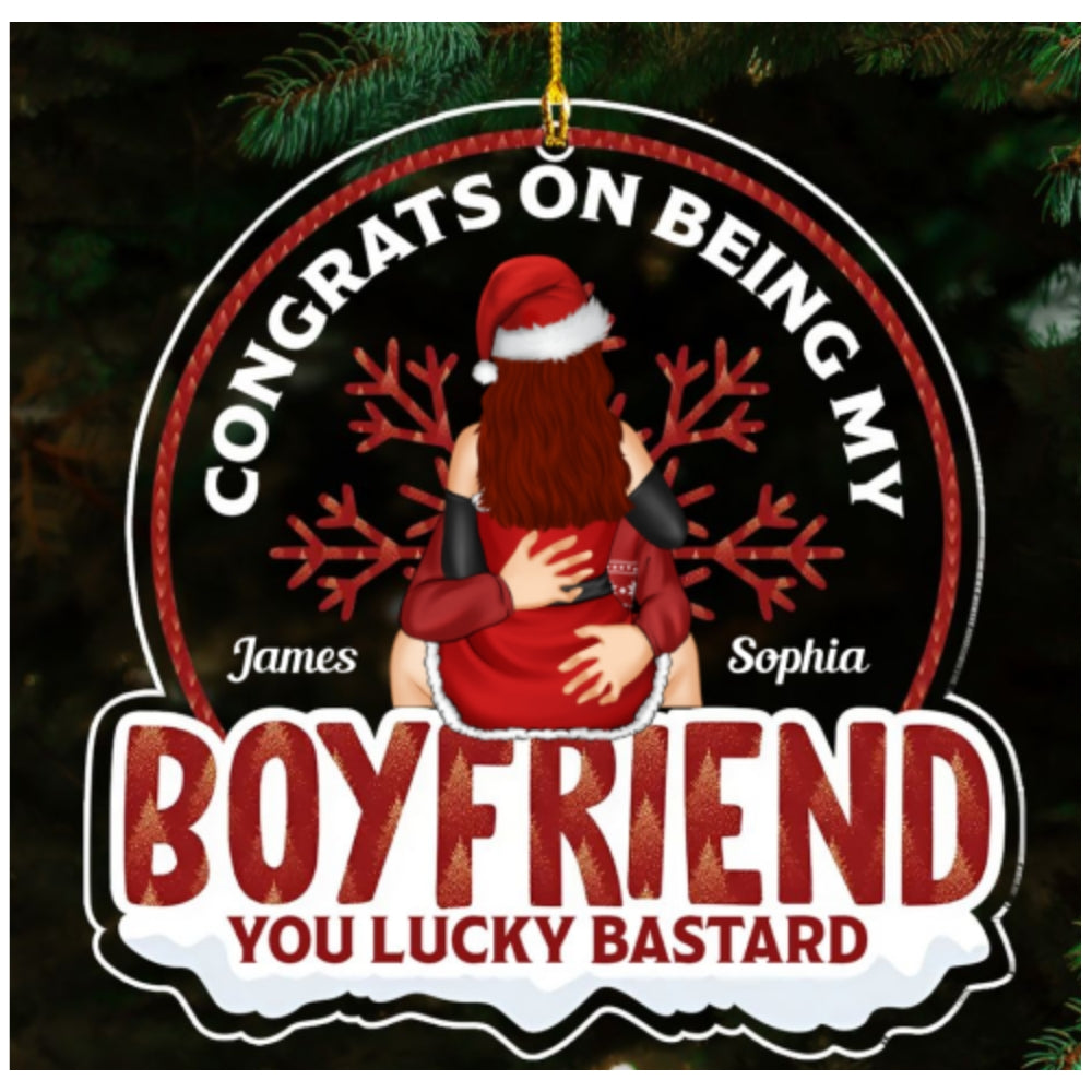 Custom Couple Christmas Ornament, Anniversary Gift •  Congrats On Being My Husband - Personalized Acrylic Ornament