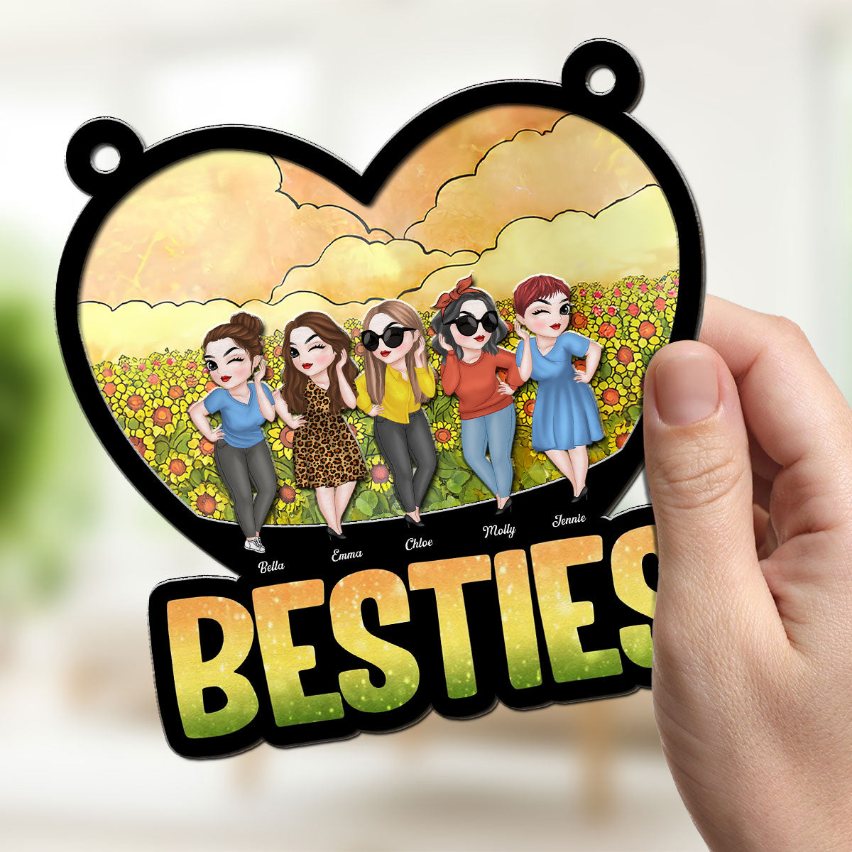 Custom Best Friend Hanging Decor, Friendship Birthday Gifts • Happy Friendship - Personalized Suncatcher
