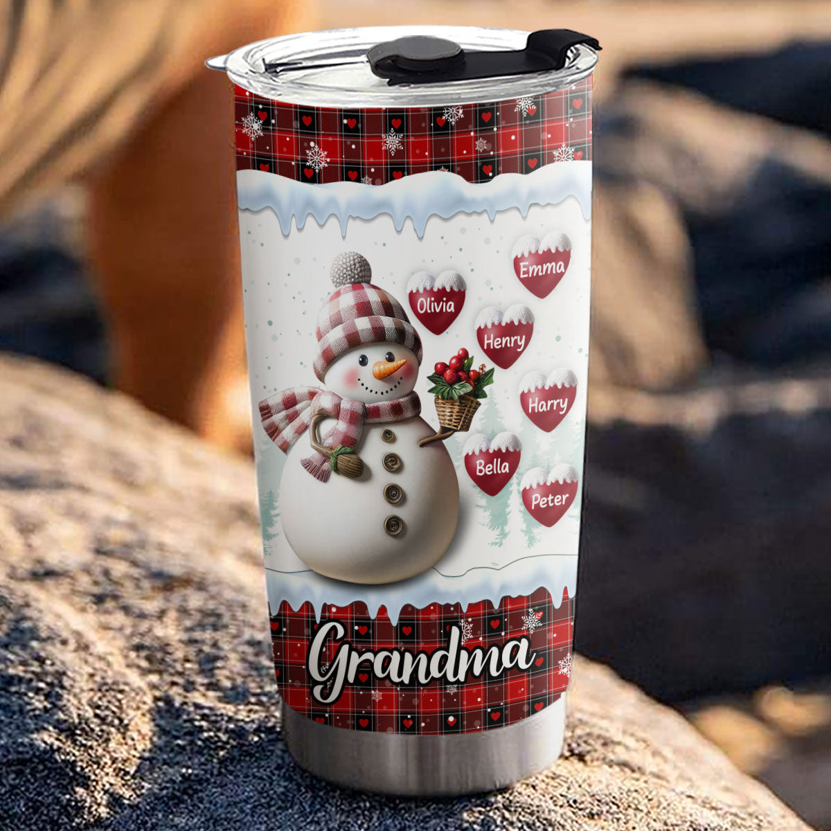 Custom Christmas Birthday Gifts For Grandma • Happy Christmas Snowman Grandma - Personalized Tumbler