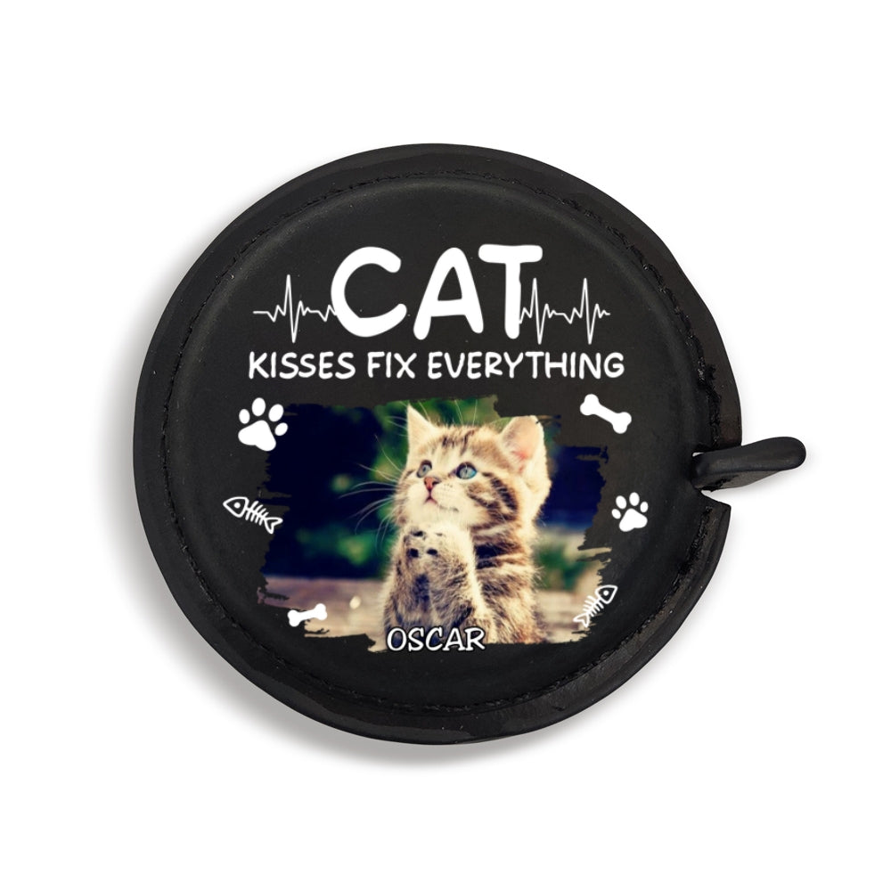 Cat Kisses Photo - Personalized Leather Tape Measure