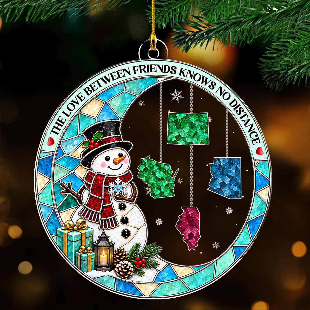 Custom Sister Christmas Ornament •  Love Knows No Bounds - Personalized Acrylic Ornament