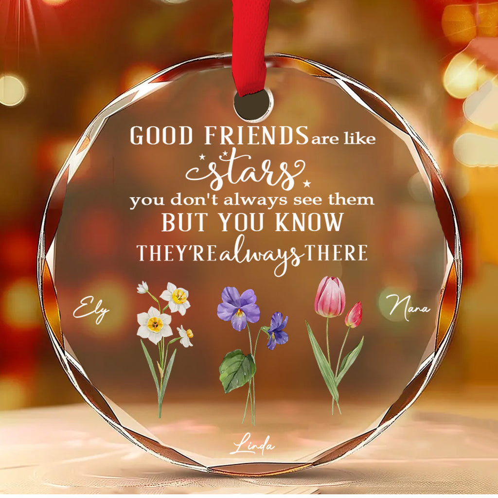 Custom Friendship Christmas Ornament, Best Friend Gift •  Friends Like Stars - Personalized Glass Ornament