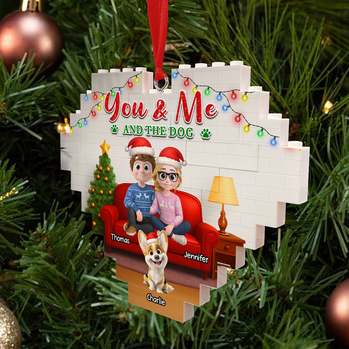 Custom Family Ornament, Christmas Gift for Family Members •  In The Same Home - Personalized 3D Effect Heart Puzzle Ornament