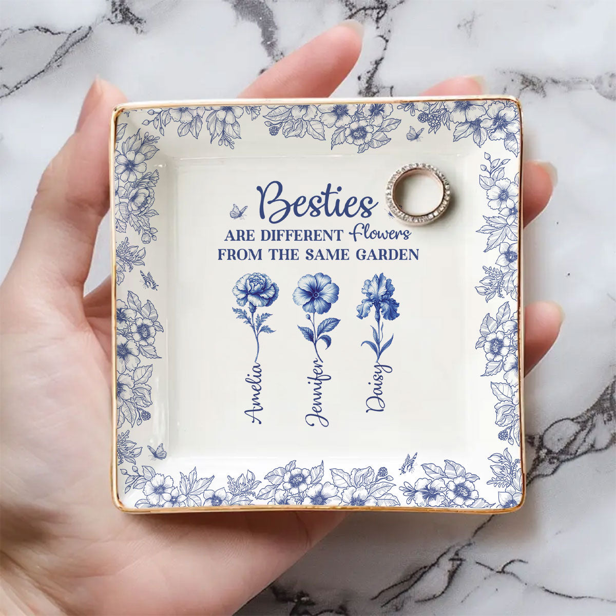 Custom Trinket Dish Gift for Friend, for Soul Sister • The Same Garden - Personalized Jewelry Dish