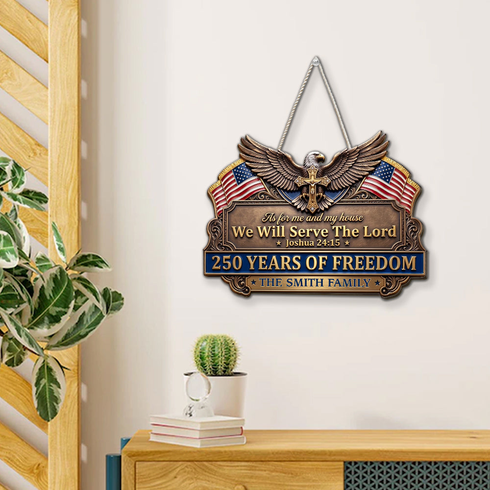 Custom Home & Wall Decor, Birthday & Christmas Gift • Our Home Serves The Lord - Personalized Wood Sign