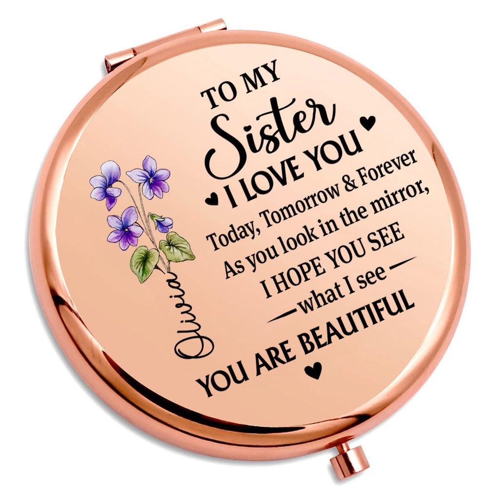 Beautiful Sister Inside And Out - Personalized Compact Mirror