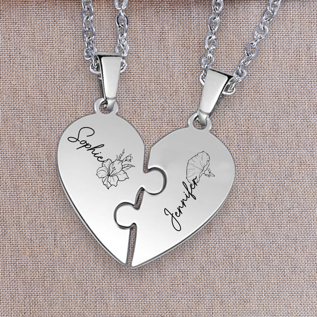 Friends Forever - Personalized Heart Puzzle Necklace