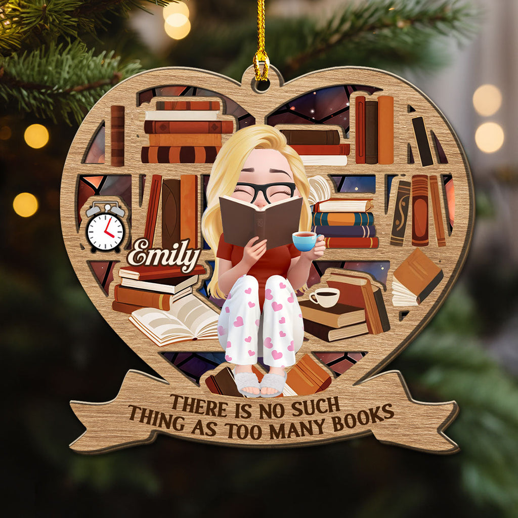 Custom Keepsake Christmas Ornament •  My Heart Belongs To Books - Personalized 3D Effect Wood Ornament