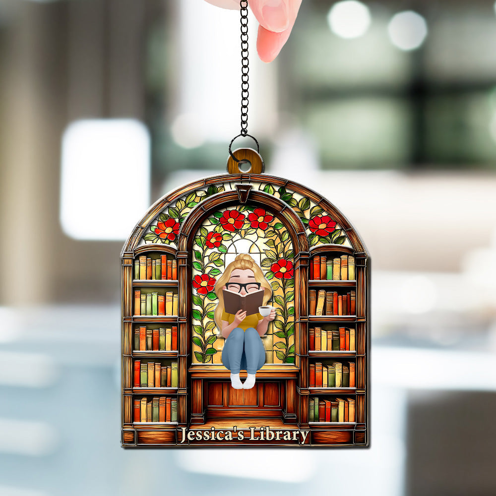 Custom Christmas Hanging Decor, Birthday Housewarming Gift For Book Lovers • I Am A Bookworm - Personalized Suncatcher
