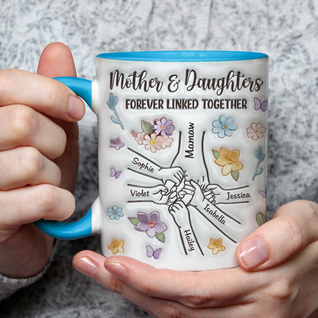 Custom Mother's Day Gift for Mom & Grandma • Hold My Hand - Personalized 3D Inflated Effect Accent Mug