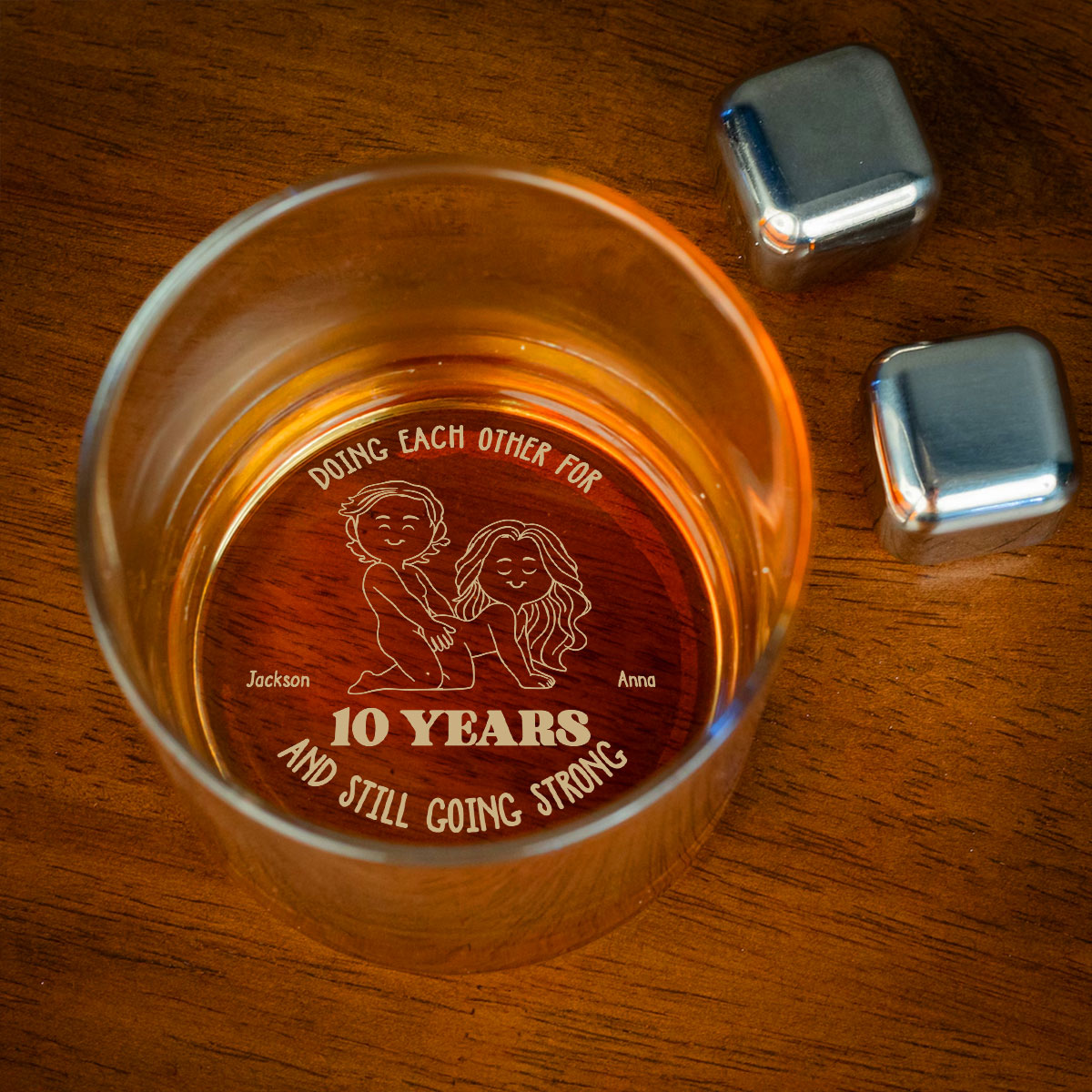 Custom Christmas Anniversary Birthday Drinkware Gifts for Couple • Doing Each Other - Personalized Engraved Whiskey Glass