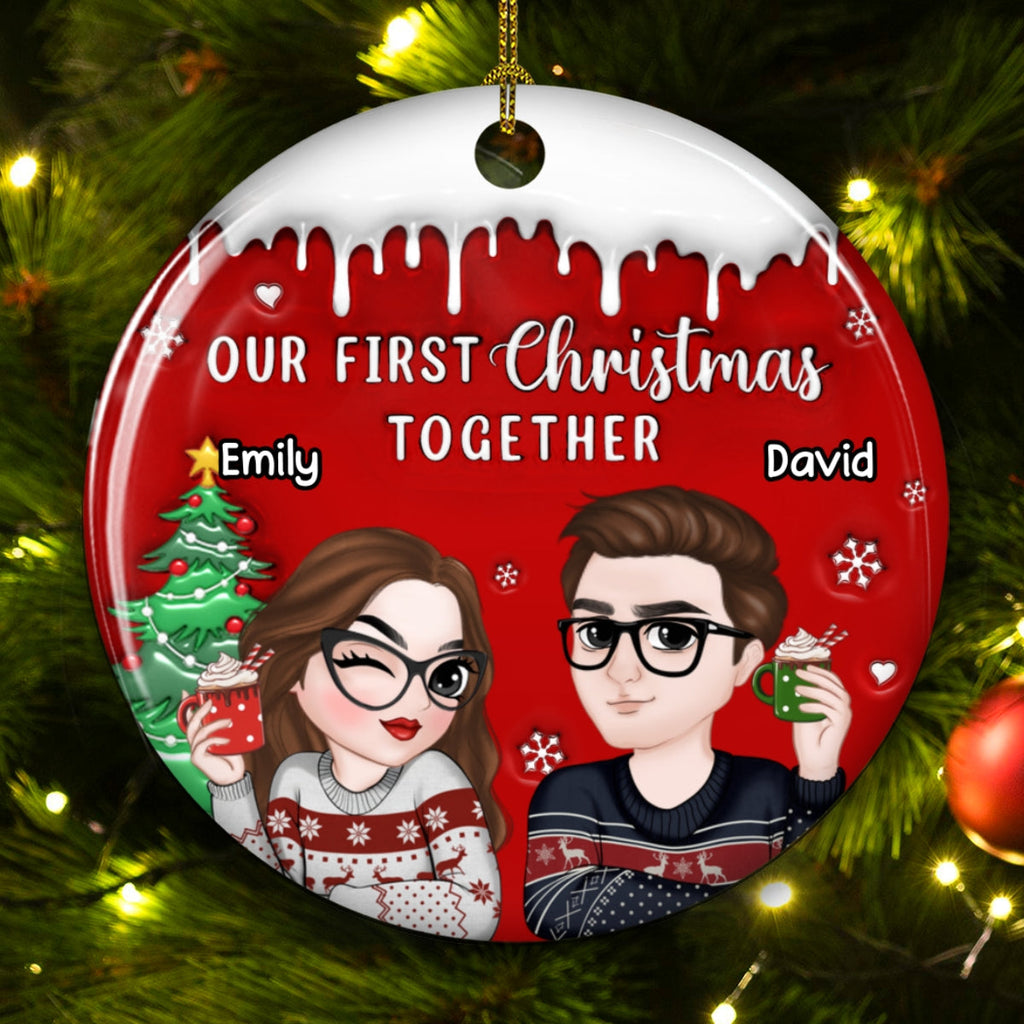 Custom First Christmas Ornament Married, Gift for Newlyweds •  I Found You - Personalized 3D Inflated Effect Ceramic Ornament