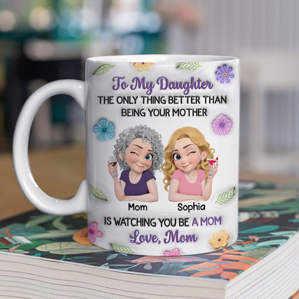 Custom Mother's Day Gift for Daughter • Linked Together Cartoon Colorful - Personalized 3D Inflated Effect Mug