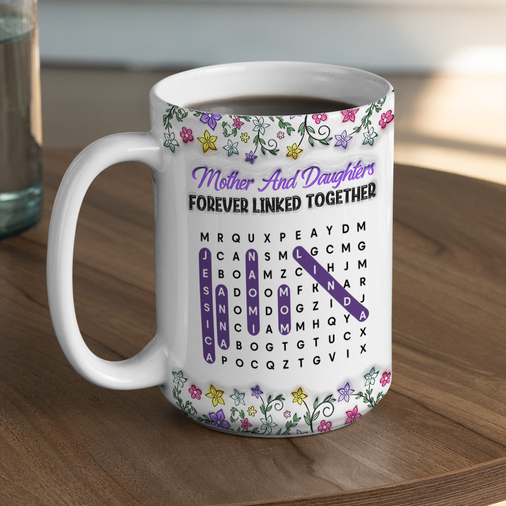 Custom Mother's Day Gift for Daughter • Mother And Daughter Word Search Puzzle - Personalized 3D Inflated Effect Mug