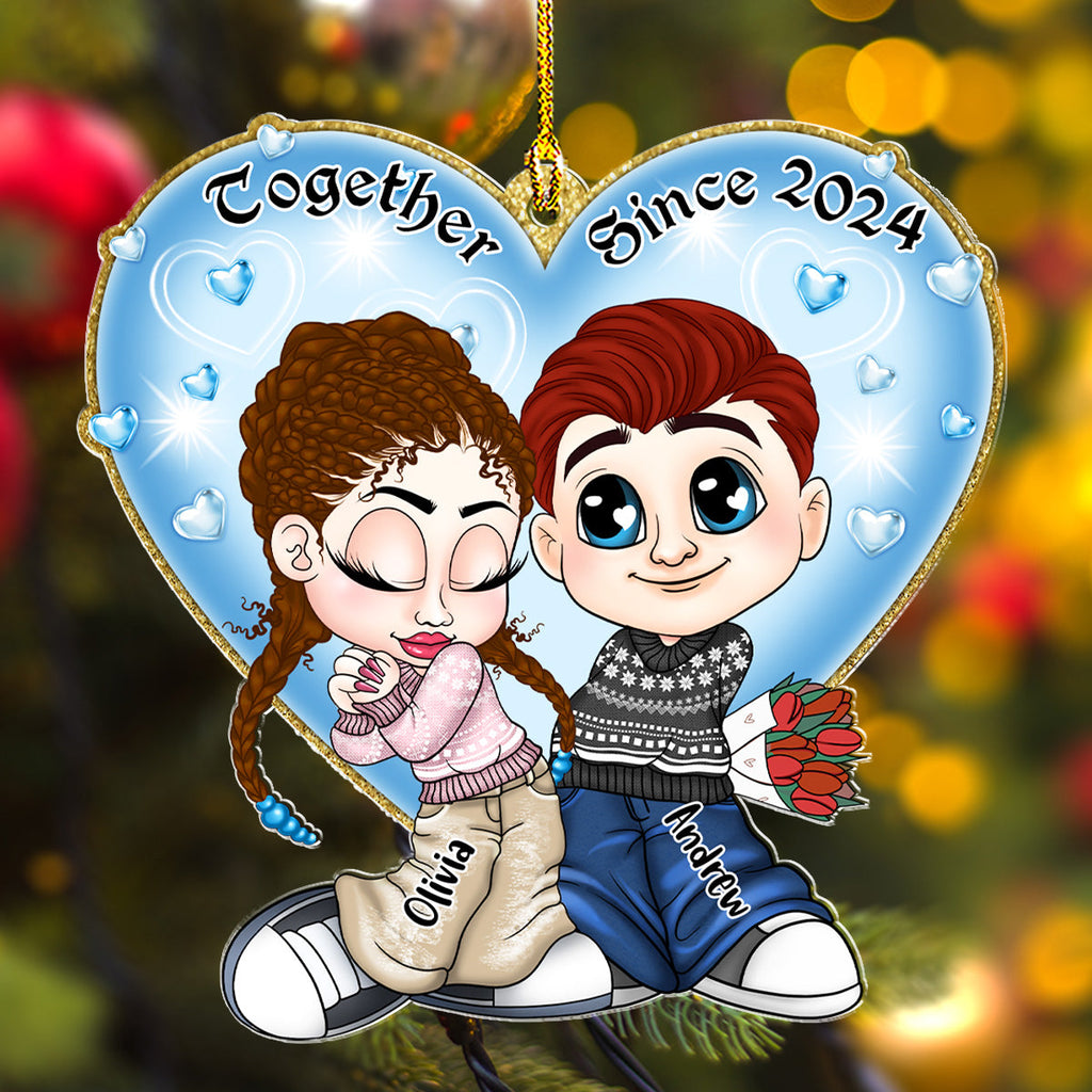 Custom Couple Christmas Ornament, Anniversary Gift •  Always Love You - Personalized Acrylic Ornament