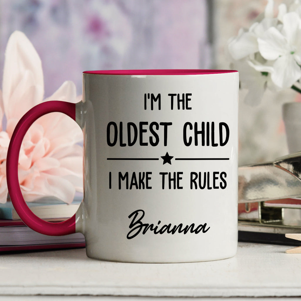 Custom Christmas & Birthday Gift for Brother & Sister • Family Rules Start With Siblings - Personalized Accent Mug