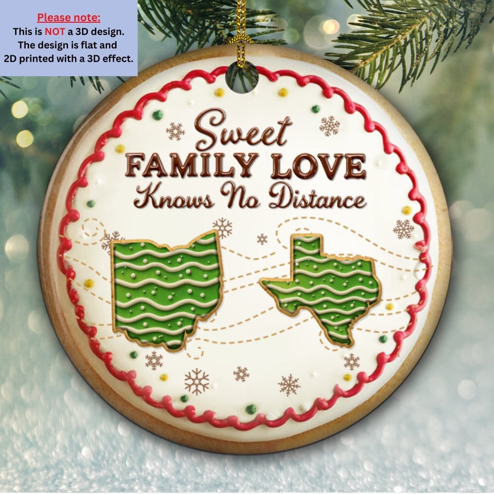Custom Family Ornament, Christmas Gift for Family Members •  Sweet Family Love - Personalized 3D Effect Ceramic Ornament