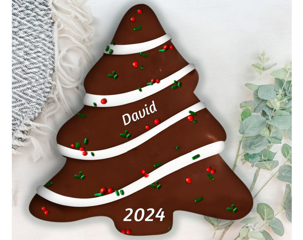 Custom Name Kids Christmas Tree Pillow, Family Keepsake From Parents • Soft Christmas Tree Cake - Personalized Shaped Pillow