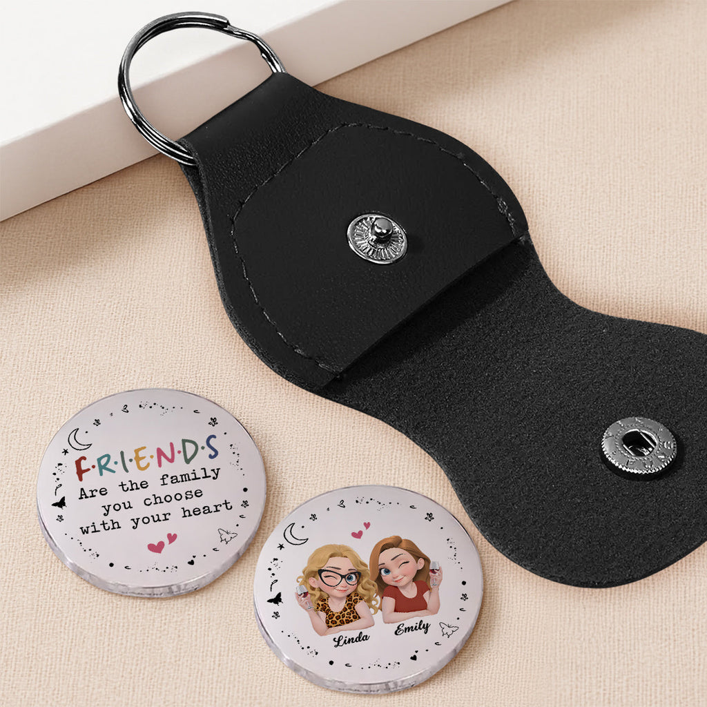 Custom Besties Coin Keychain, Friendship Birthday Gifts • Friends My True Family - Personalized Pocket Hug